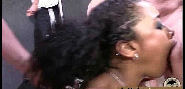  Ebony gets fucked in all holes by a group of white dudes 30